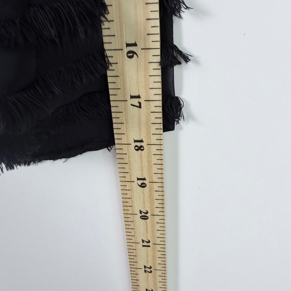 Whimsigoth Party Alfani Black Tiered Fringe Eyelash Chiffon Blouse Top Size XL - Picture 8 of 8